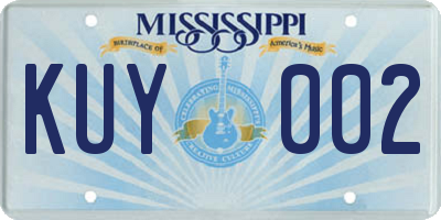 MS license plate KUY002