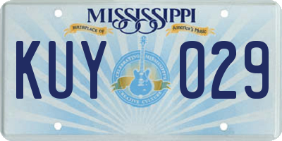 MS license plate KUY029