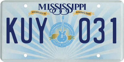 MS license plate KUY031