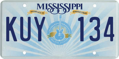 MS license plate KUY134