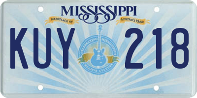 MS license plate KUY218