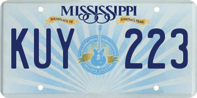 MS license plate KUY223
