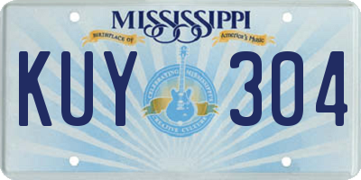 MS license plate KUY304