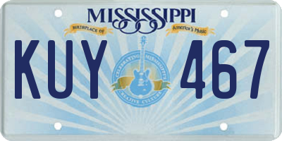 MS license plate KUY467