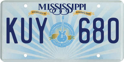 MS license plate KUY680
