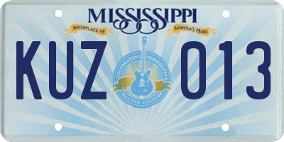 MS license plate KUZ013