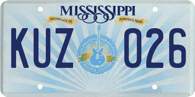 MS license plate KUZ026