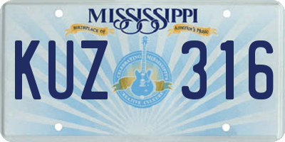 MS license plate KUZ316