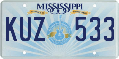 MS license plate KUZ533