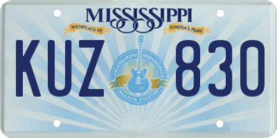 MS license plate KUZ830