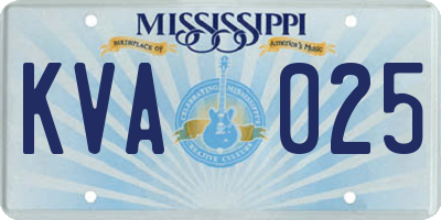 MS license plate KVA025