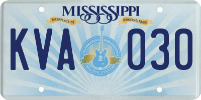 MS license plate KVA030