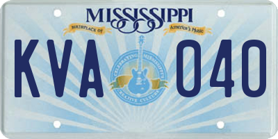 MS license plate KVA040