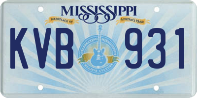 MS license plate KVB931