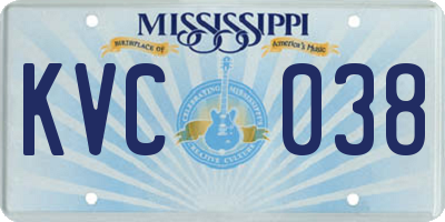 MS license plate KVC038