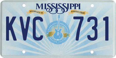 MS license plate KVC731