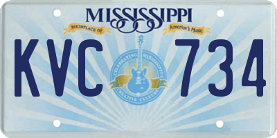 MS license plate KVC734