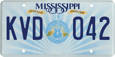 MS license plate KVD042