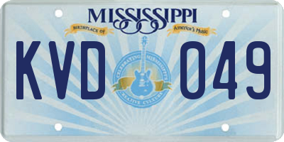 MS license plate KVD049