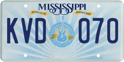 MS license plate KVD070