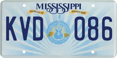 MS license plate KVD086