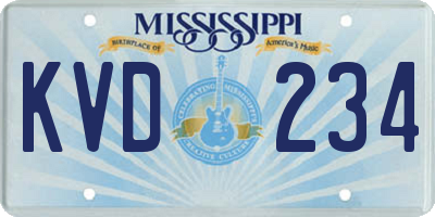 MS license plate KVD234