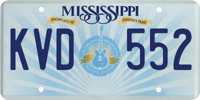 MS license plate KVD552