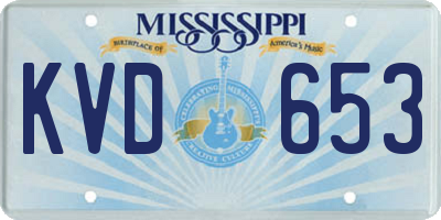 MS license plate KVD653