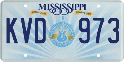 MS license plate KVD973