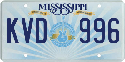 MS license plate KVD996