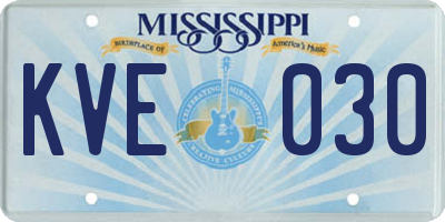 MS license plate KVE030