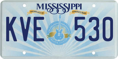 MS license plate KVE530