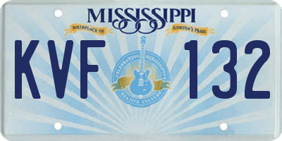 MS license plate KVF132