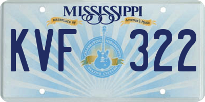 MS license plate KVF322