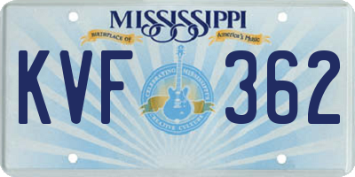 MS license plate KVF362
