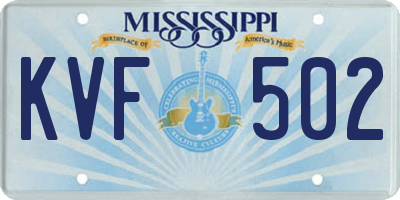 MS license plate KVF502