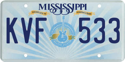 MS license plate KVF533