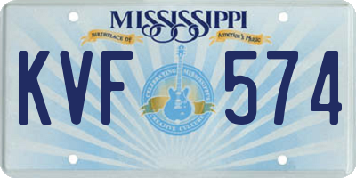 MS license plate KVF574