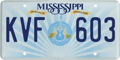 MS license plate KVF603