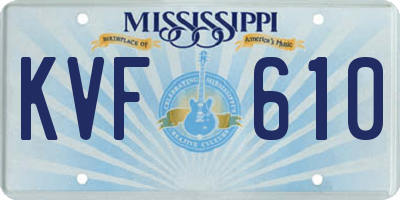 MS license plate KVF610