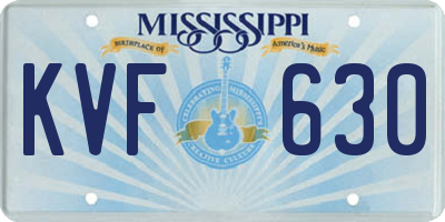 MS license plate KVF630