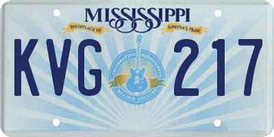 MS license plate KVG217