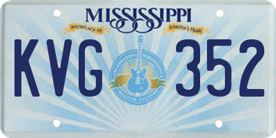 MS license plate KVG352