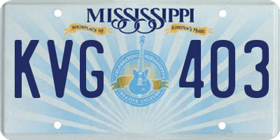 MS license plate KVG403