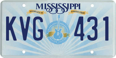 MS license plate KVG431