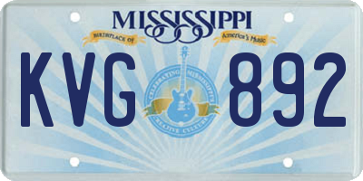 MS license plate KVG892
