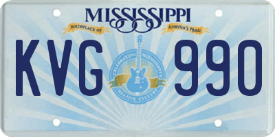MS license plate KVG990