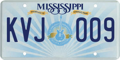 MS license plate KVJ009