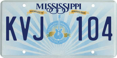 MS license plate KVJ104