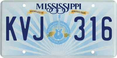 MS license plate KVJ316